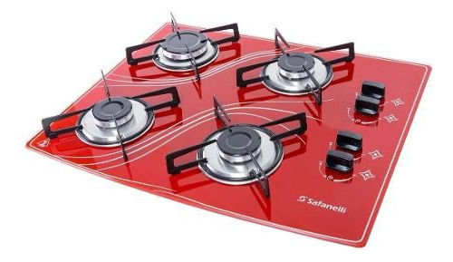 Fogão Cooktop Safanelli  4 Bocas Vermelho 4q Lines Fcv402