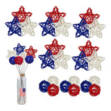 ~? Ozio-us 4th Of July Star Rattan Decoration, Red Blue Whit