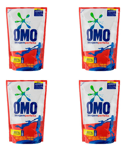 Kit 4 Und Detergente Líquido Omo Lavagem Perfeita 900ml