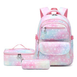 A * Conjunto De 3 Peças De Mochila Rosa Fofa Para Meninas