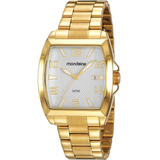 Relógio Masculino Mondaine Dourado Casual Quadrado Original Cor Do Fundo Branco