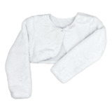 Bolero Infantil Branco Luxo Forrado Toque De Seda 4 Ao 10