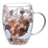 Tazas De Café De Vidrio Transparente De Doble Pared Con Flor