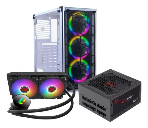 Combo Gabinete Blanco Abanicos Rgb, Fuente 700w, Cooler Agua