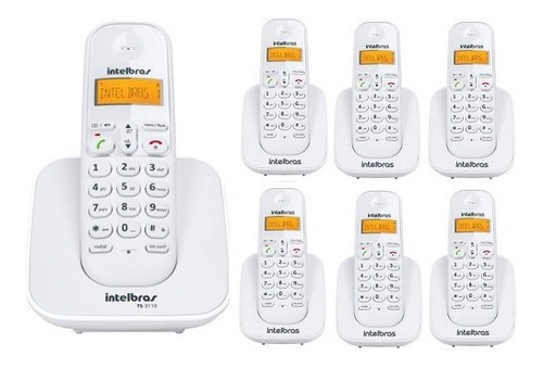 Kit Telefone Sem Fio Ts 3110 + 6 Ramais Ts 3111 Br Intelbras