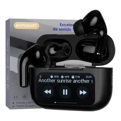 MVPSMART R9 Negro Con Smart Displayauricular Bluetooth 5.4 Con Cancelación Activa De Ruido Anc, Puede Contestar Llamadas Control Remoto Tomar Fotosauricular Inalámbrico Ip55 Con Micrófono Enc | Envío gratis