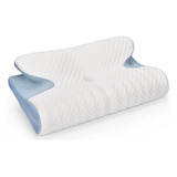 Bio Mattress | Almohada Cervical De Memory Foam Color Blanco Con Azul