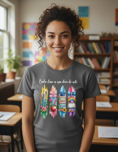 Playera Para Maestra Primaria Regalo Crayola Manzana Blusa