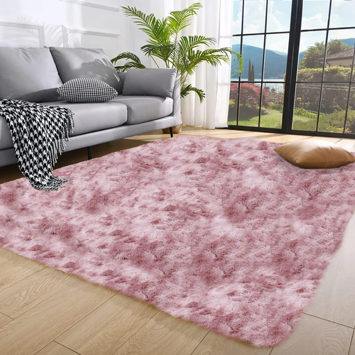 Tapete Sala Quarto 2,00x2,50 Shaggy Luxuoso Peludo Fofinho Rose Mesclado Casa Laura Enxovais