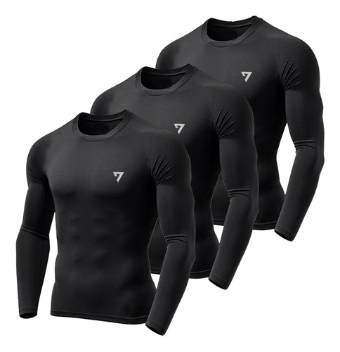 Kit 3 Camisetas Térmicas Masculina Segunda Pele Camisa Uv50-