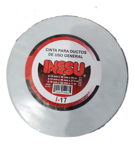 Cinta Para Ductos Gris Duct Tape 55 Mts 48 Mm Inssu