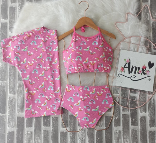 Biquíni Infantil Com Kimono Blogueirinha Tie Dye Luxo 2 Ao 8