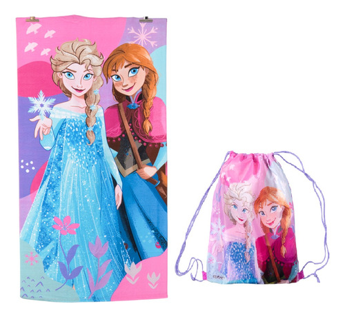 Toalla Playera Frozen + Morral Cordel