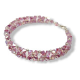 Pulsera Cristal Swarovski Elements Rose Ab 2x Plata 925