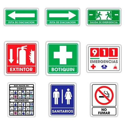 Señalamientos Protección Civil 9 Piezas Letrero Seguridad | Meses sin interés