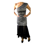 Vestido Elegante Negro Y Plateado Madrina Fiesta Gala T.s/ M