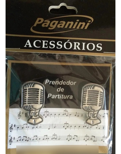 Prendedor Partitura Clipets Microfone Ppt086 Metal Paganini