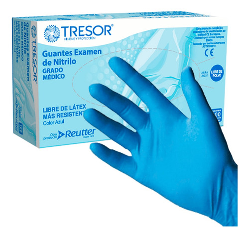 Tresor Guante Examen De Nitrilo Azul Todas Las Tallas X100un