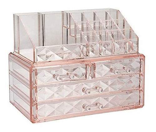 Organizador De Escritorio Maquillaje Makeup 4 Cajones - Rosa