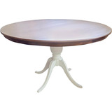  Mesa De Jantar Redonda 140cm Base Branco Provençal Tampo