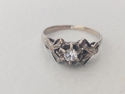 Anillo Plata Paladio Con Zirconias Central Y Chispitas 