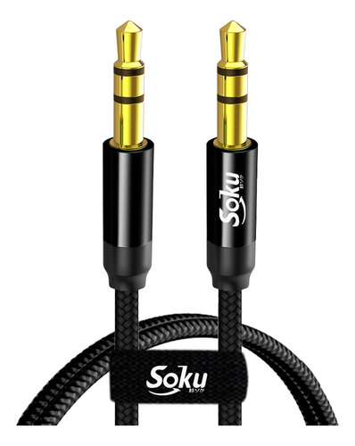 Cable Auxiliar Audio Jack 3.5mm A 3.5mm Macho Macho Rudo 24k Color Negro