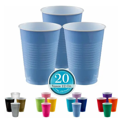 Vaso Desechable Amscan Paq. Con 20 Pzas. Color Azul Pastel | MercadoLibre