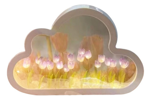 Luz Nocturna Con Espejo De Bricolaje Tulipán De Nube Para Do