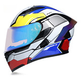 Casco Motocicleta Expuesto Lente De Visión Nocturna Azul