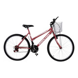 Bicicleta Aro 26 Freios V-brakes Câmbios Houston Foxer Maori Cor Vermelha/fosco-c/cesta-prata