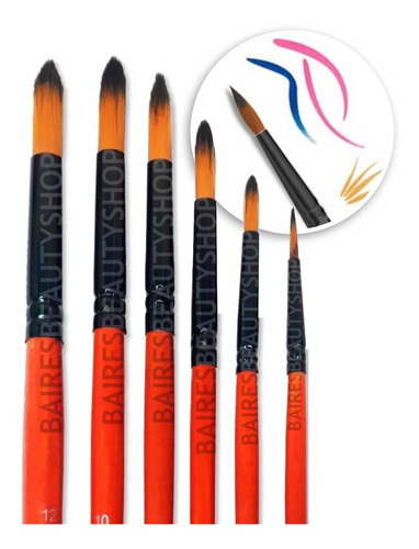 Set Pinceles Artísticos Maquillaje Redondos Artist Brush X6