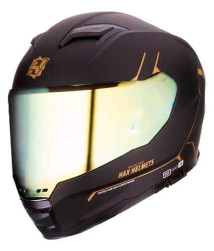 Casco Force Ngo/oro Cromado Hax Dot Y Ecer