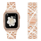 Malla Diamantes De Imitacion Para Apple Watch De 45mm Rosa 