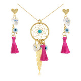 Juego Collares Mujer Aretes Cadena Atrapasueños Oro Goldfi