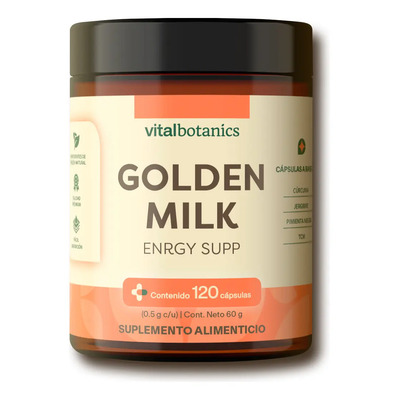 VITAL BOTANICS - Suplemento Alimenticio - Golden Milk con Cúrcuma, Jengibre, Pimienta Negra - 120 Cápsulas 500 mg - Multivitamínico Leche Dorada - 4 Meses de Suministro - Sin Gluten Ni Aditivos | Meses sin interés