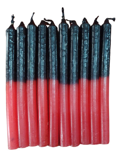 Velas Largas Pomba Gira Rojo Negro X 10 Unidades