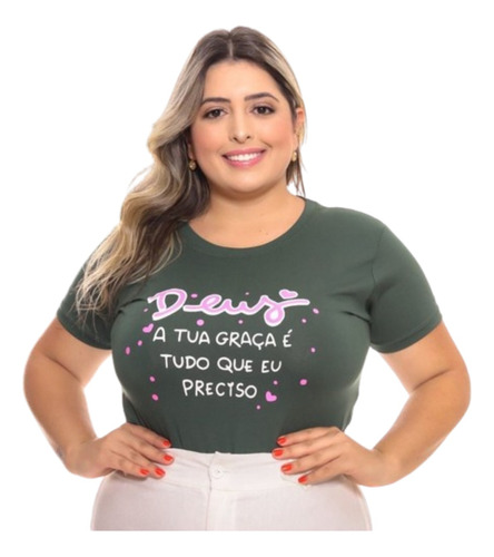 Atacado 4 Blusas T-shirt Feminina Moda Evangélica Plus Size 