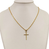 Conjunto Colar E Pingente Crucifixo Fino Feito Moeda Antiga Cor Dourado