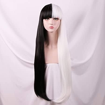 Lacewig, Peruca, Loira, Preta, Cruela, Lisa, 75cm, Premium