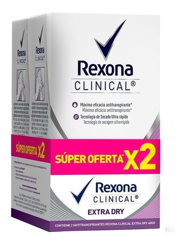 Desodorante Rexona Clinical Crema 48 Gr X2 