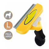 Cepillo Deslanador Para Perros Con Cuchilla Metal Quita Pelo Color Amarillo