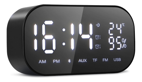 Reloj Despertador Digital Bocina Bluetooth Negro