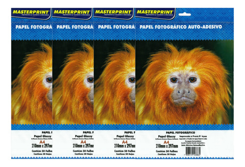 Papel Fotográfico Adesivo A4 Glossy 130g 200 Folhas Brilho 