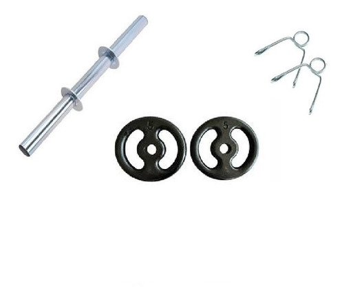 1 Kit Barra Tubular P Fixar Anilha + 2 X 1kg Anilha De Ferro