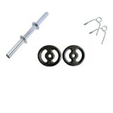 1 Kit Barra Tubular P Fixar Anilha + 2 X 1kg Anilha De Ferro