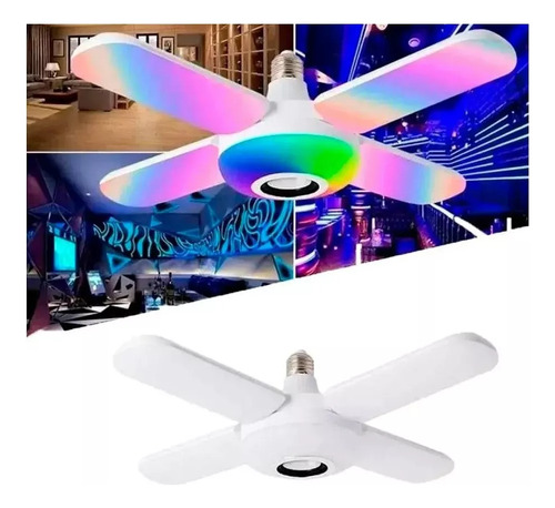 Bombillo Led Rgb 4 Aspas Parlante Bluetooth Musica Luces