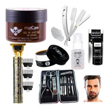 Super Kit De Barba + Gel Navaja Afeitadora Polvo Cera Aceite