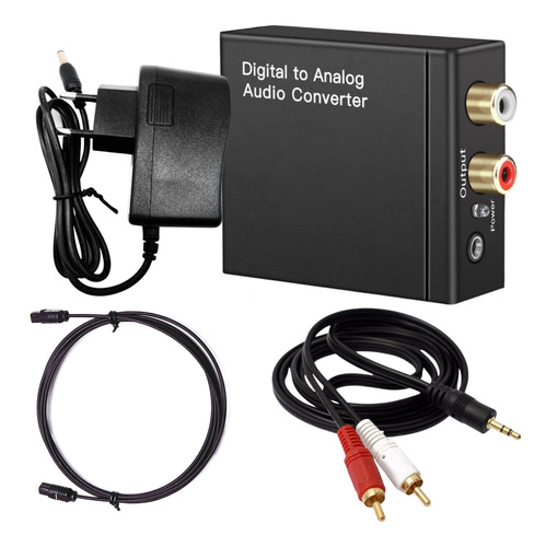 Kit Conversor Audio Optico P/ Analogico + Cabo Rca X P2 Novo