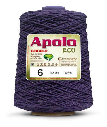 1 Novelo Barbante Apolo Eco 6 (627 Mt) - Circulo Cor 6498- Púrpura
