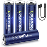 Deleepow Rechargeable Aa Batteries Usb 3400mwh Aa Lithi...